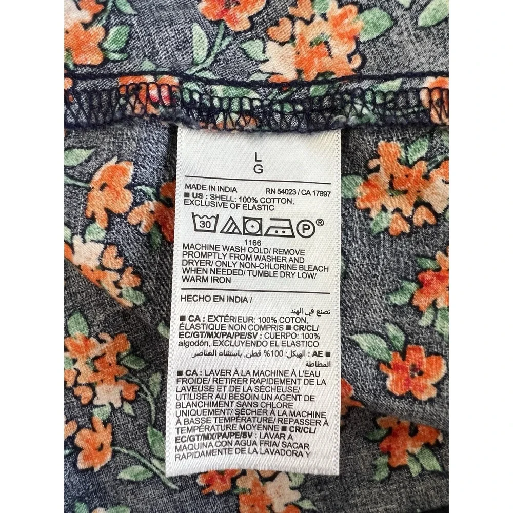 Old Navy Floral Puff Sleeve Blouse Womens Sz Large Heart‎ Neck Multicolor